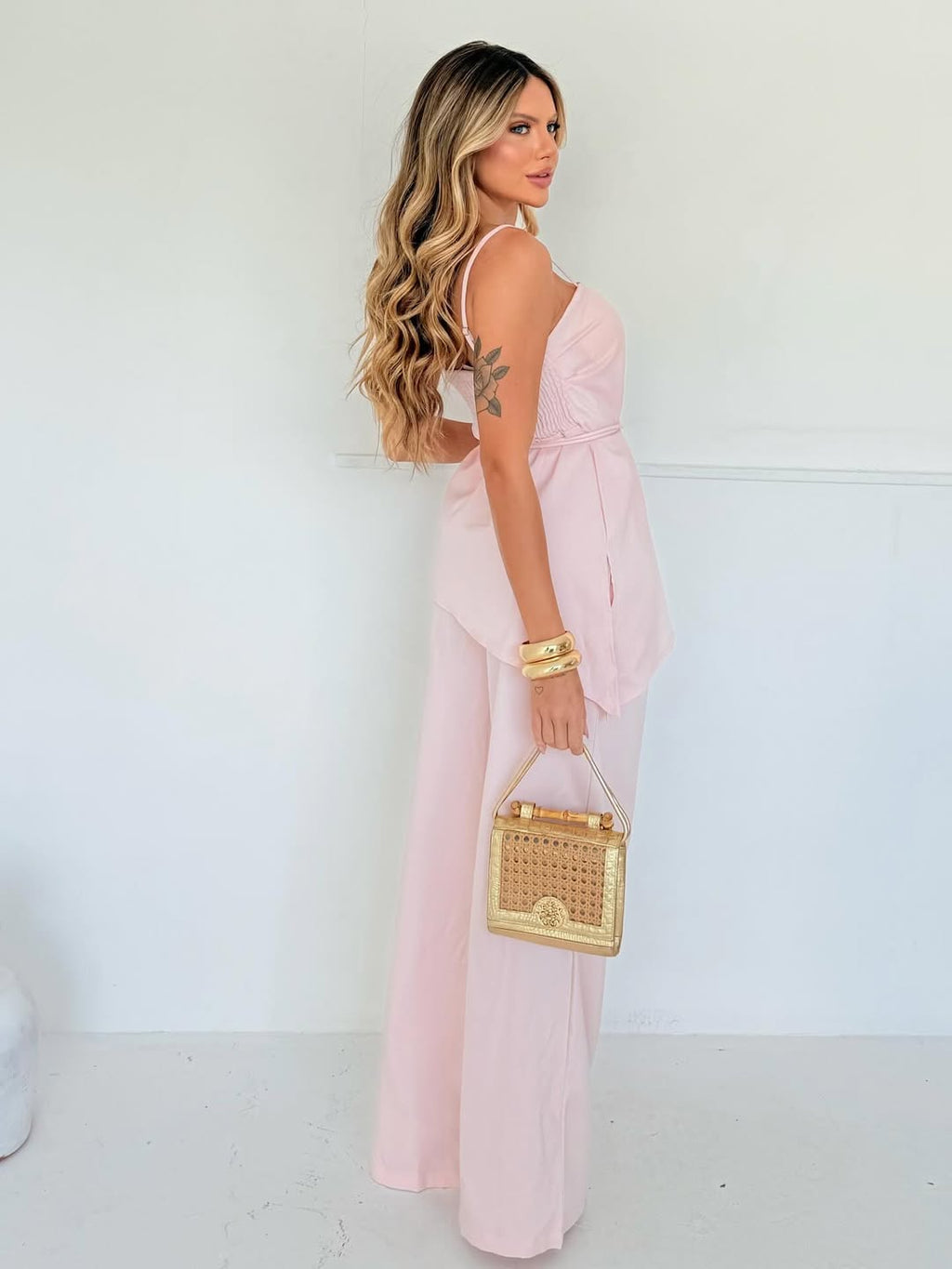 Conjunto Brasileño ITAIM - Rosado - Conjunto pantalón largo con blusa asimétrica