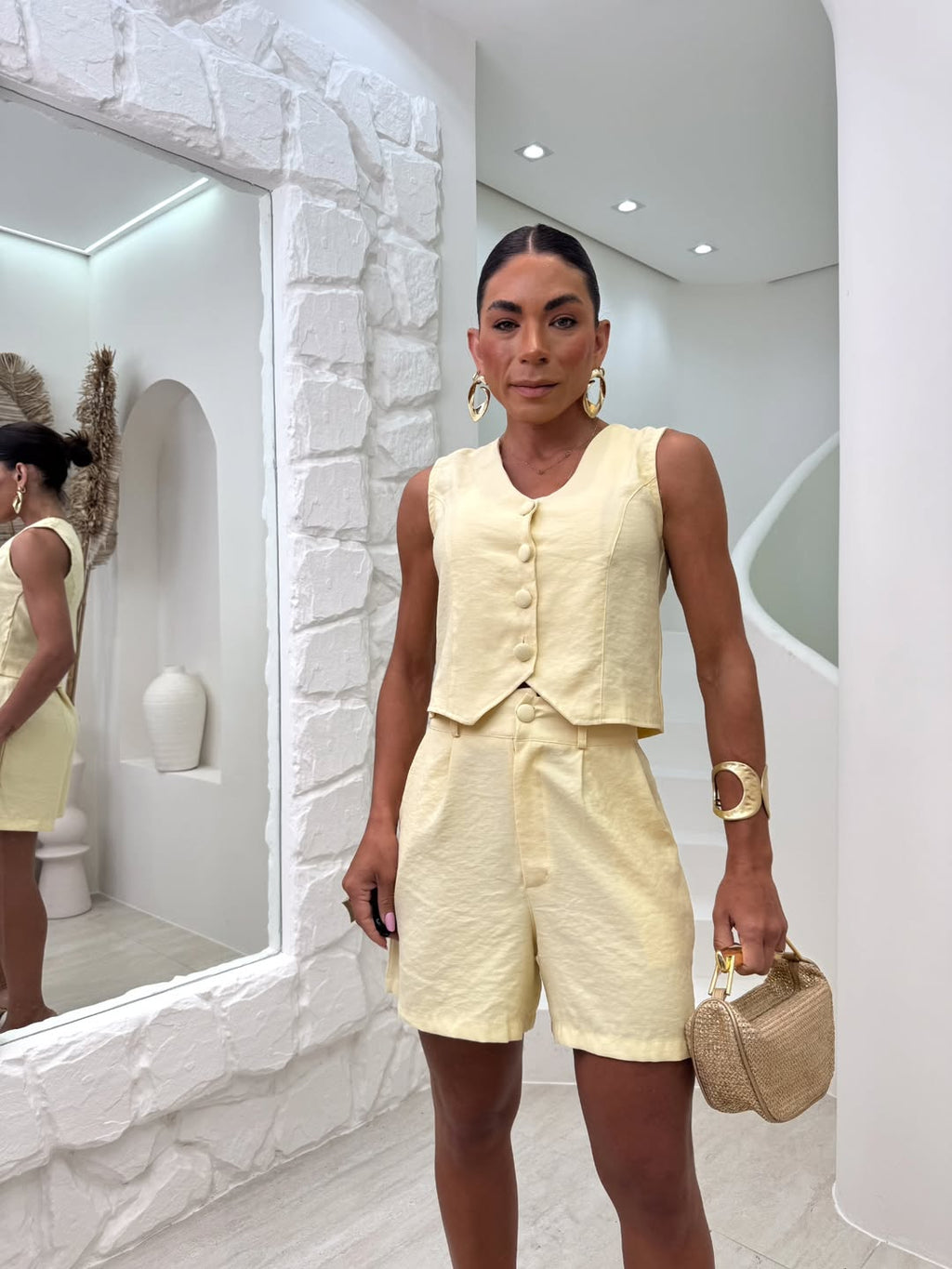 Conjunto Brasileño Sol de Verano - Amarillo - chaleco corto sin mangas + short