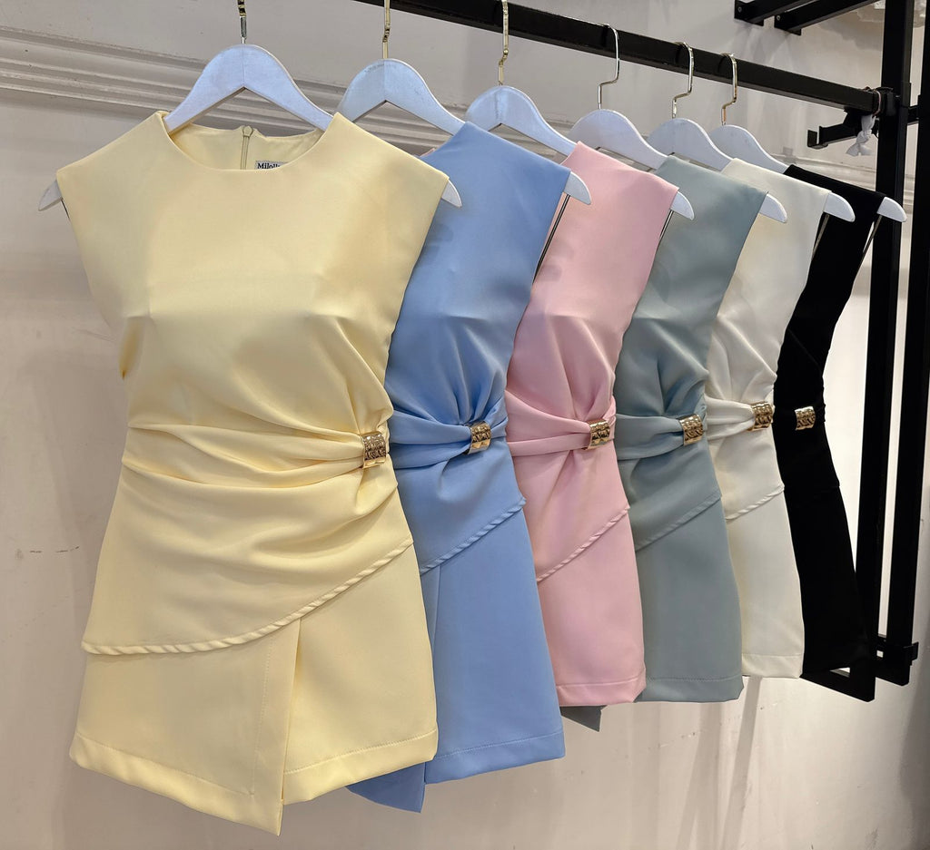Conjunto Short Falda Duna – Top sin mangas y short cruzado - Rosado