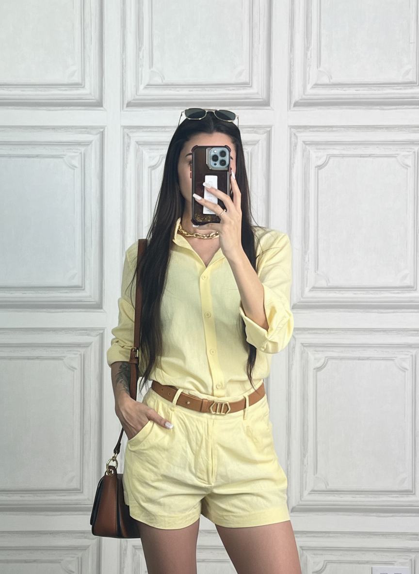 Conjunto de Linho Amarelo 1