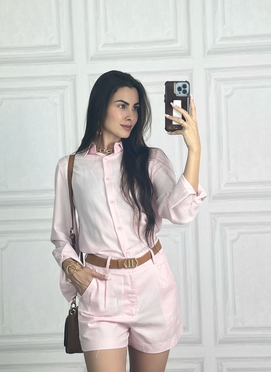 Conjunto de Linho Rosado 1