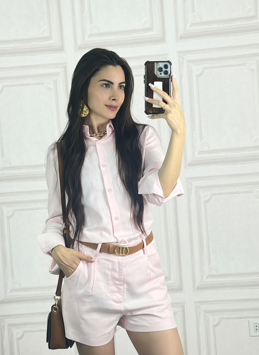 Conjunto de Linho Rosado 2